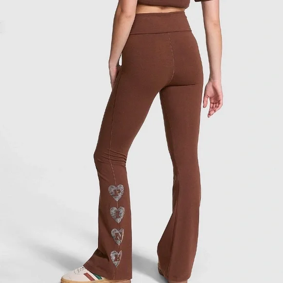 🔥🔥VS Pink ✨GORGEOUS BLING✨ foldover waistband yoga pants flare leggings XL NWT - Picture 3 of 10